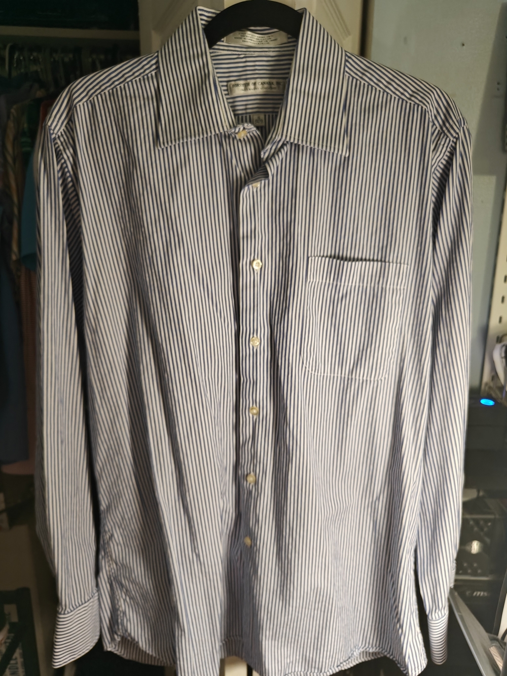 Forsyth of Canada - Striped Blue and White Men's Dress Shirt